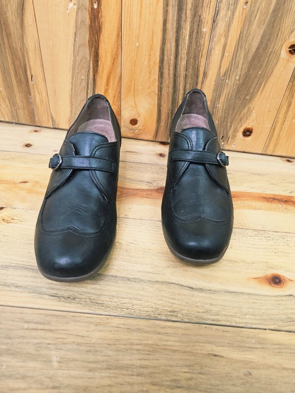 Dansko Black Leather Heeled Booties Size 40 - Picture 2 of 6